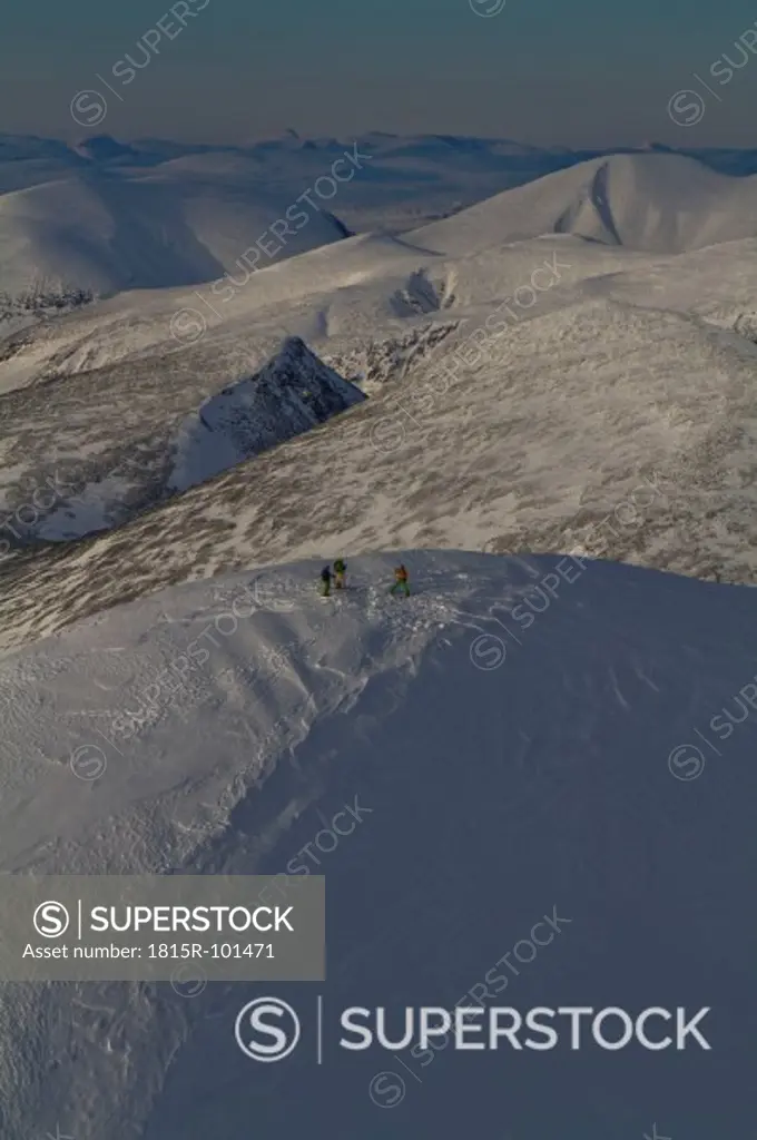 Sweden, Skier standing on polar peak