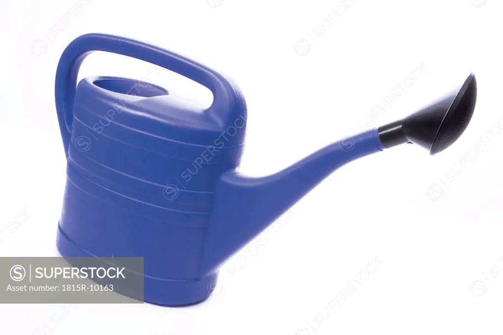 blue watering can, cut-out, white background