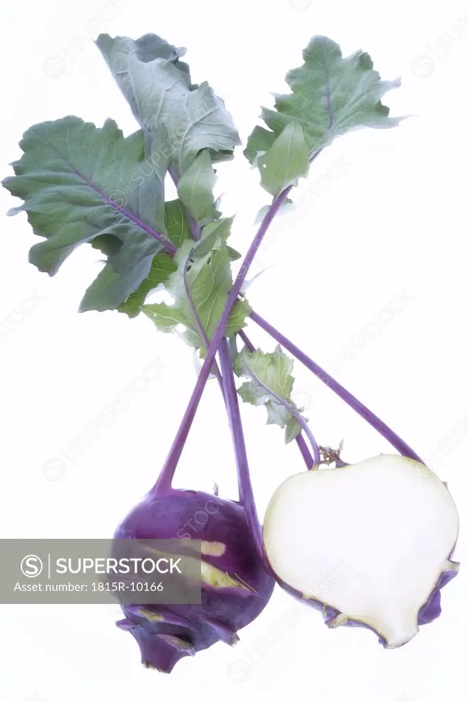 fresh kohlrabies, cut-out, white background