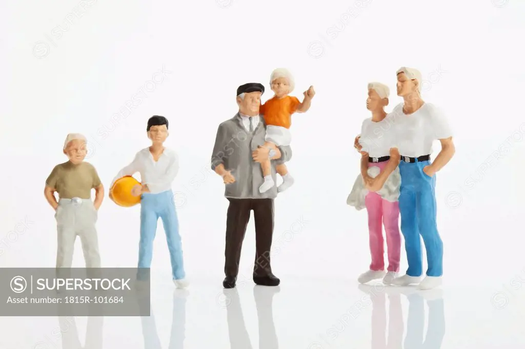 Figurines on white background