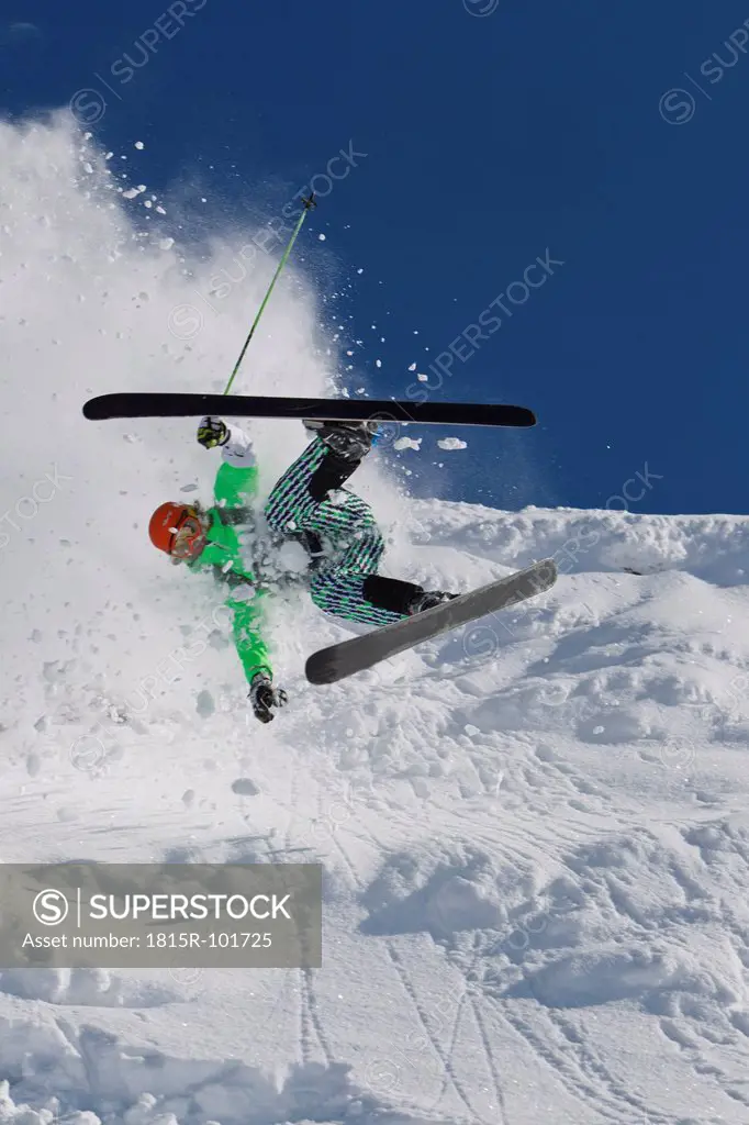 Austria, Tyrol, Kitzbuhel, Mid adult man crash while skiing