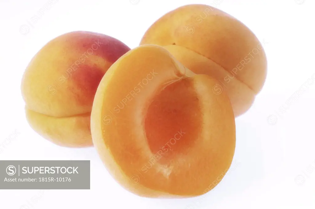 apricots, cut-out, white background