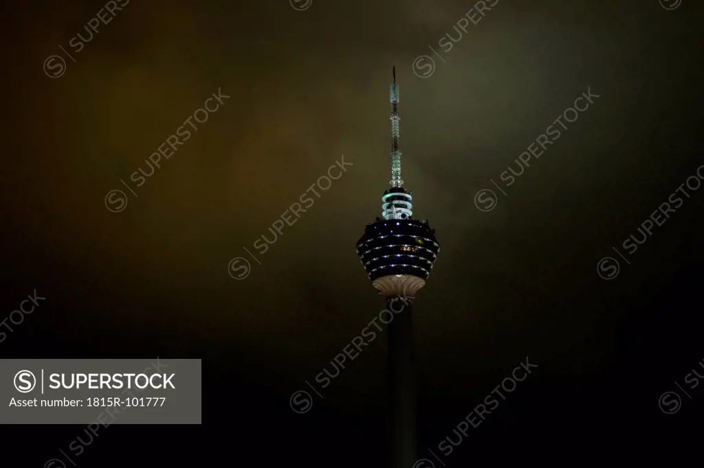 Malaysia, Kuala Lumpur, View of Kuala Lumpur Tower at night