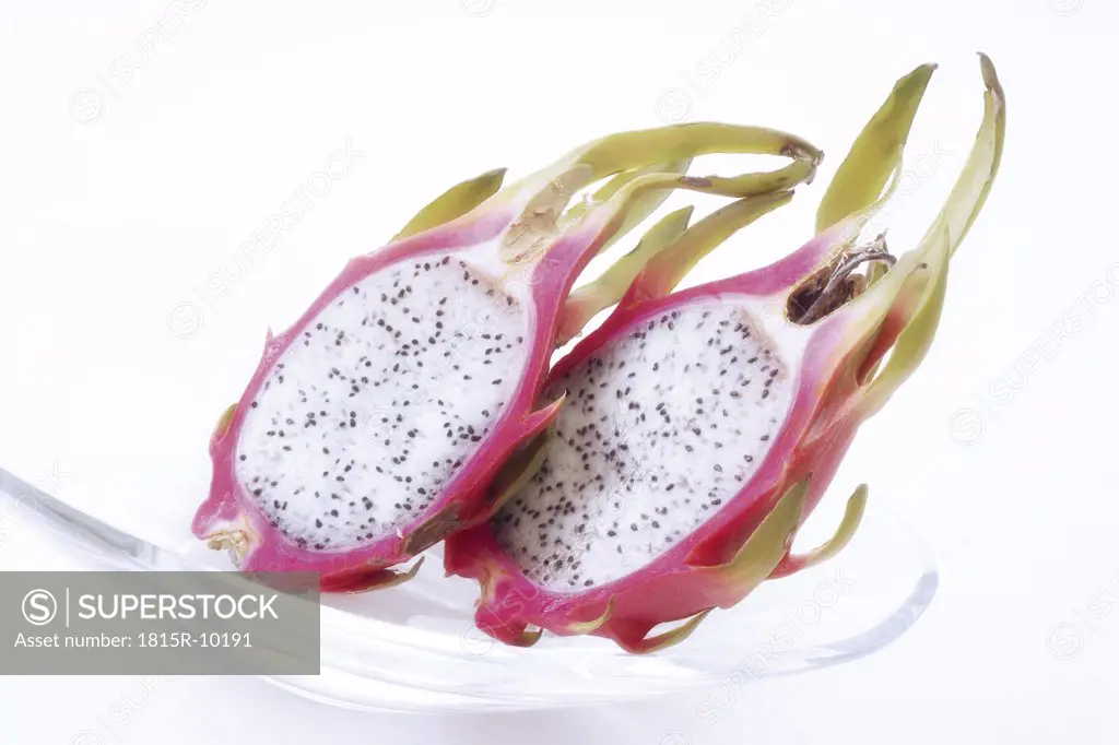 half of a dragon fruit, cut-out, white background