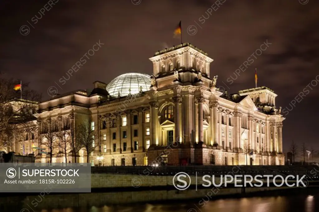 Germany, Berlin, View of Reichstag building at night