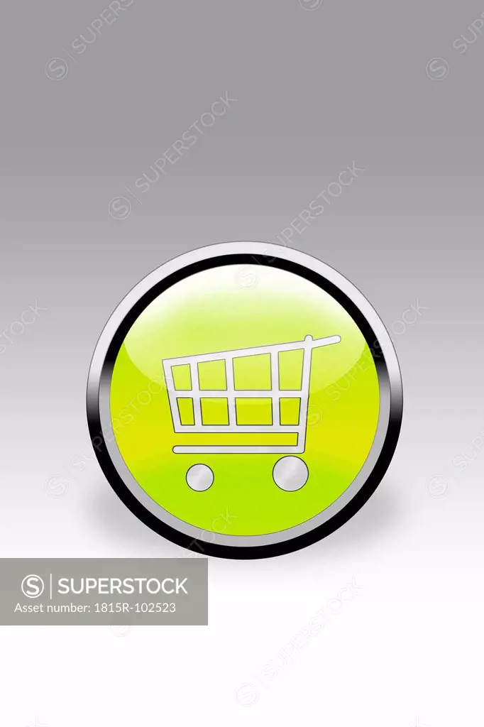 Button showing shopping cart sign, close up