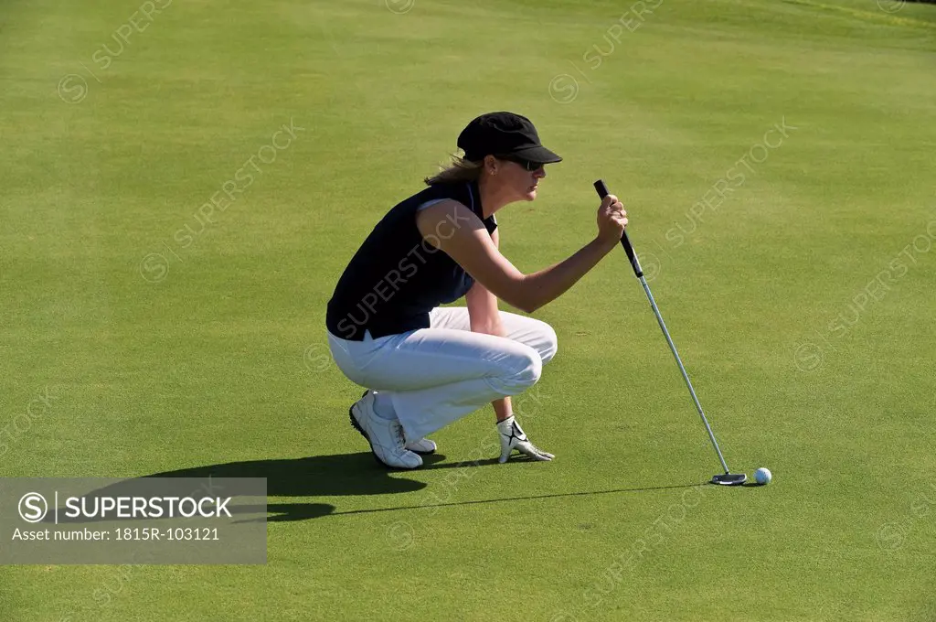 Cyprus, Woman playing golf on golf course
