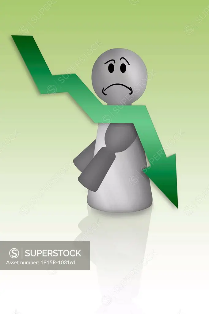 Figurine with falling market graphs