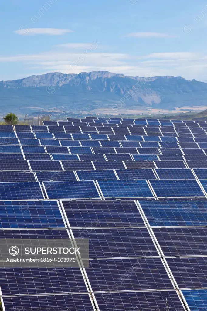 Spain, La Rioja, View of solar panels