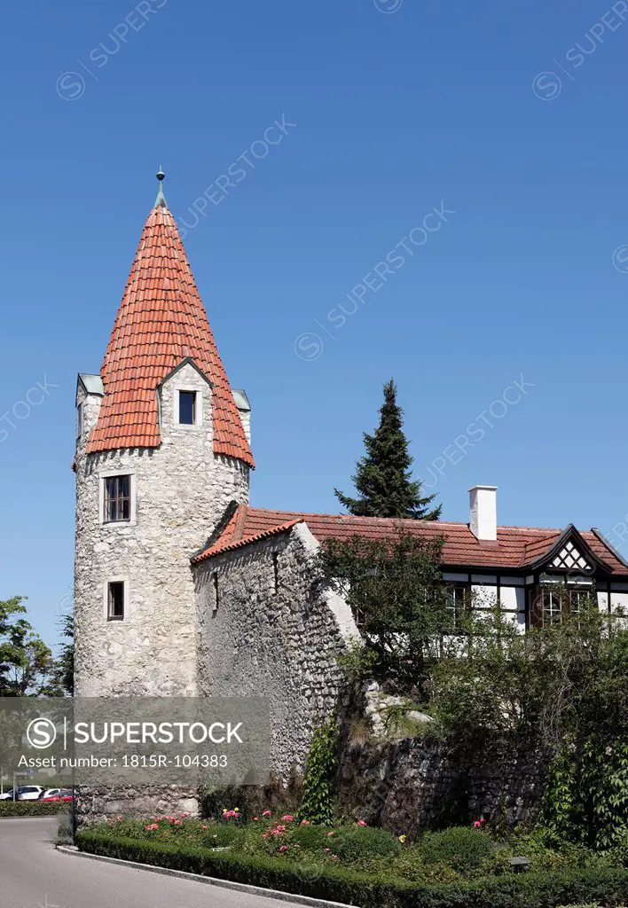 Germany, Bavaria, Lower Bavaria,Abensberg, View of Maderturm tower
