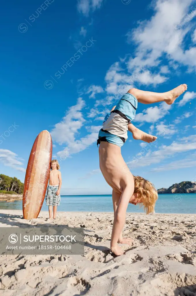 Spain, Mallorca, Children playing on beach