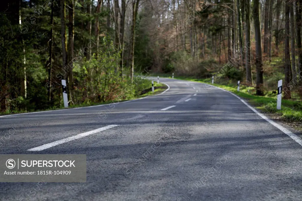 Germany, Bavaria, Empty forest road in spring