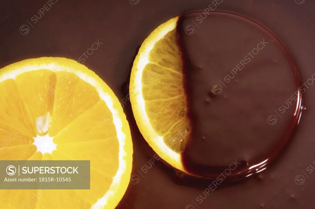 Oranges covered with chocolate