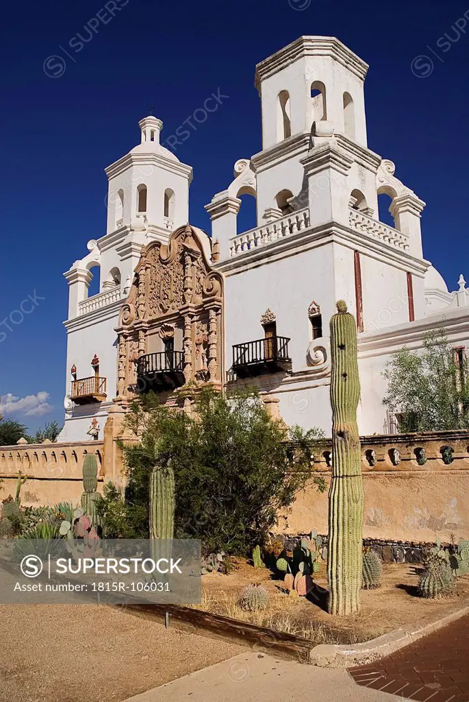USA, Arizona, Tucson, View of Mission Church San Xavier del Bac
