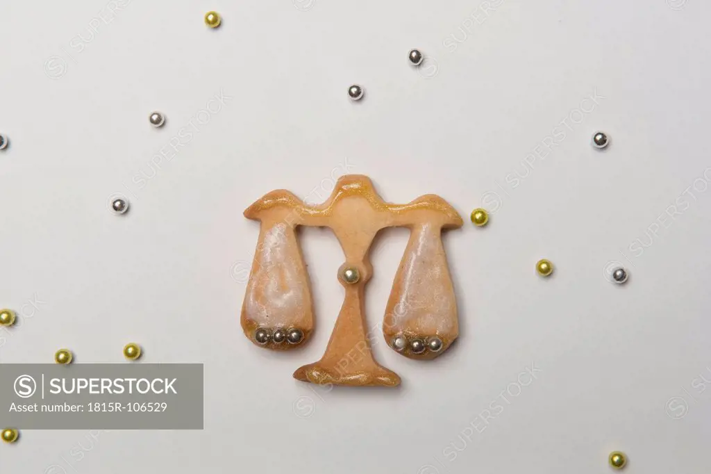 Libra sign shaped cookie , close up