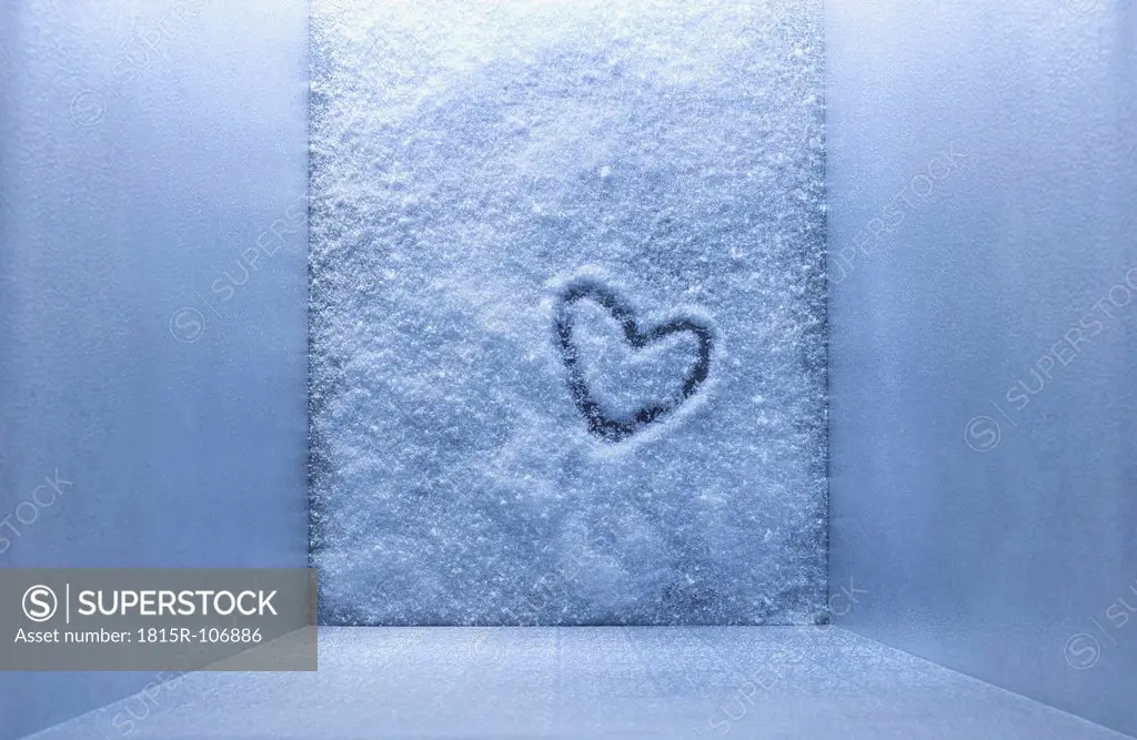 Frozen heart shape in freezer