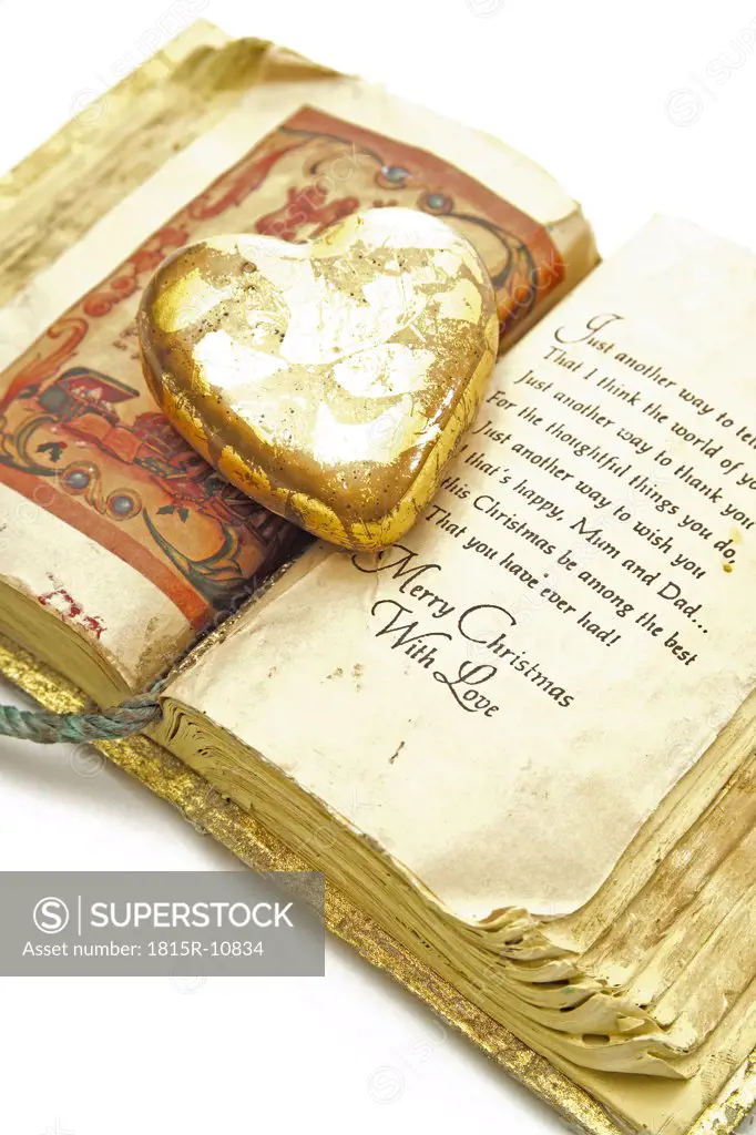 Heart on open book, decoration for christmas