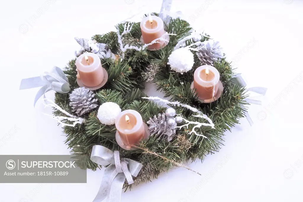 Candles in advent wreath, elevated view