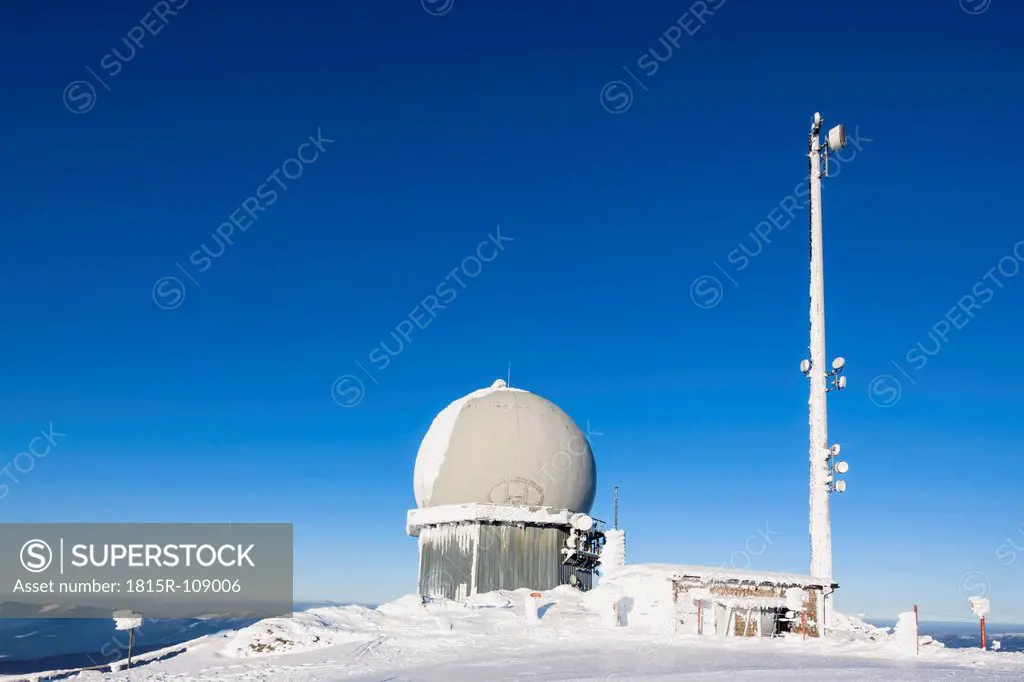 Germany, Bavaria, View of Radome on mountain at Bavarian Forest