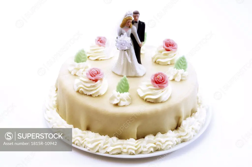 Wedding cake topper with bride and groom