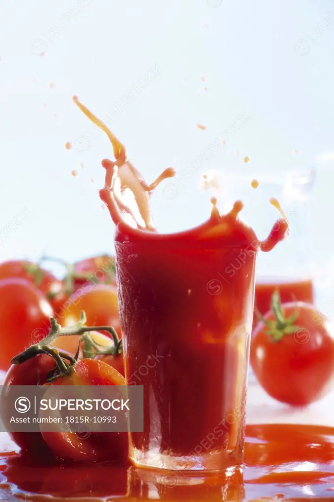 Tomato juice and tomato, close-up