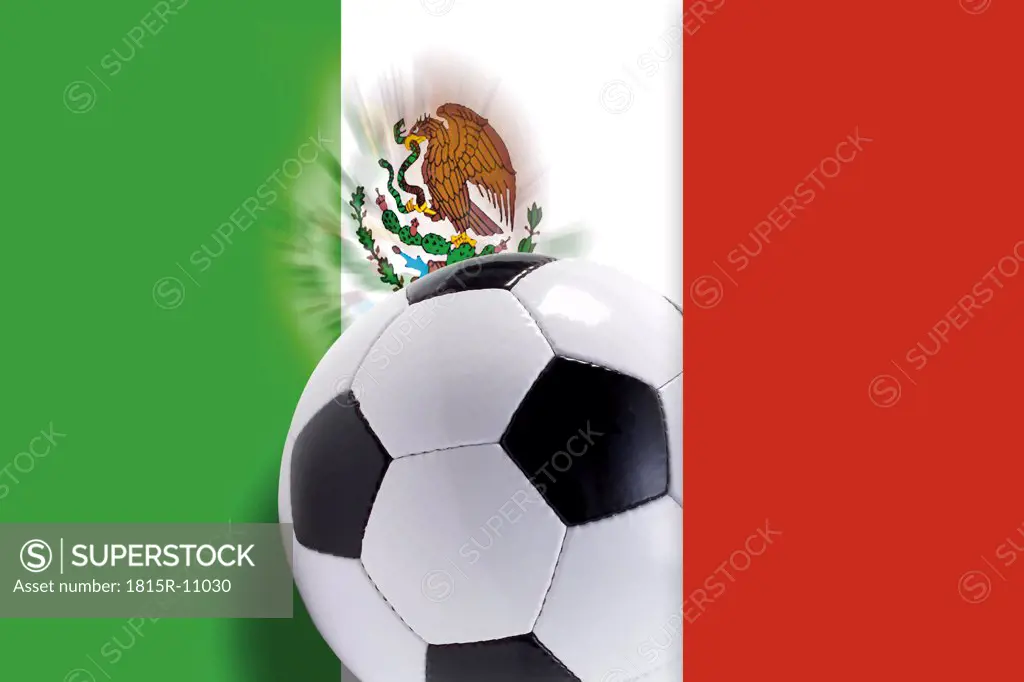 Soccer ball against Mexican flag