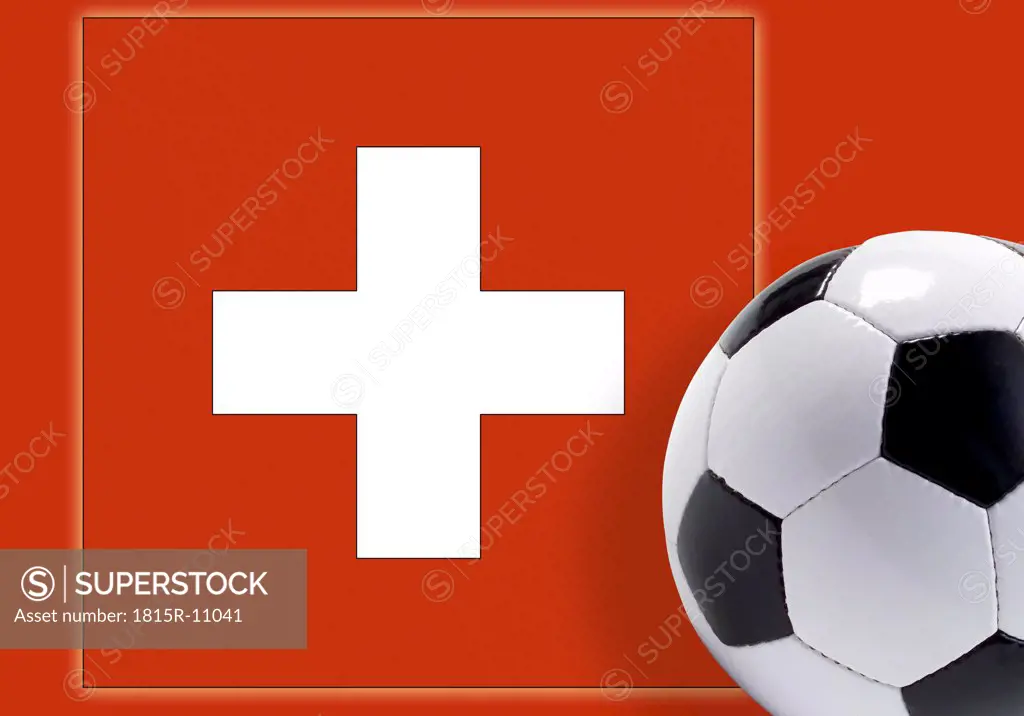 Flag of Switzerland and soccer ball