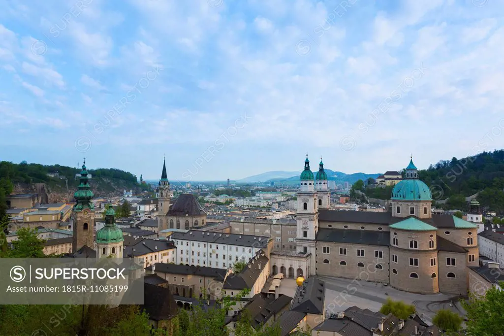 Austria, Salzburg, City center, St Peter church and Salzburg Cathedral