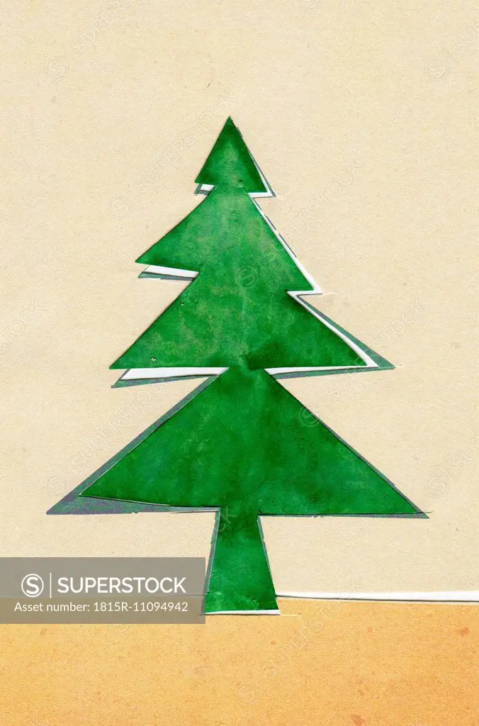 Aquarelle, Christmas tree on paper