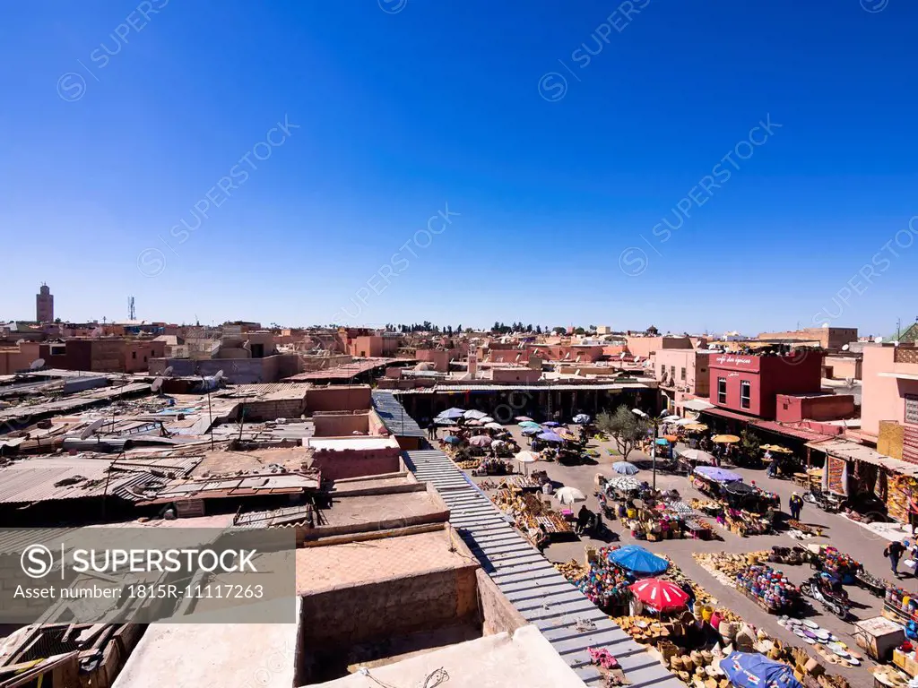 Morocco, Marrakech, View of the souq