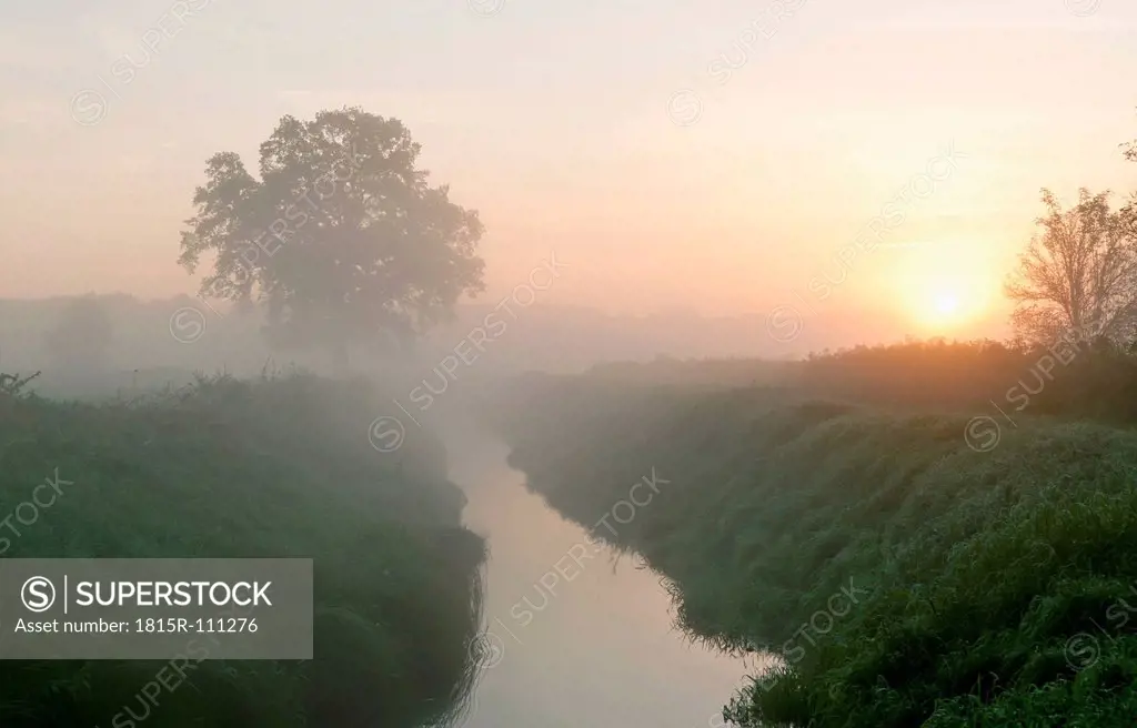 Germany, Brandenburg, View of river with mist