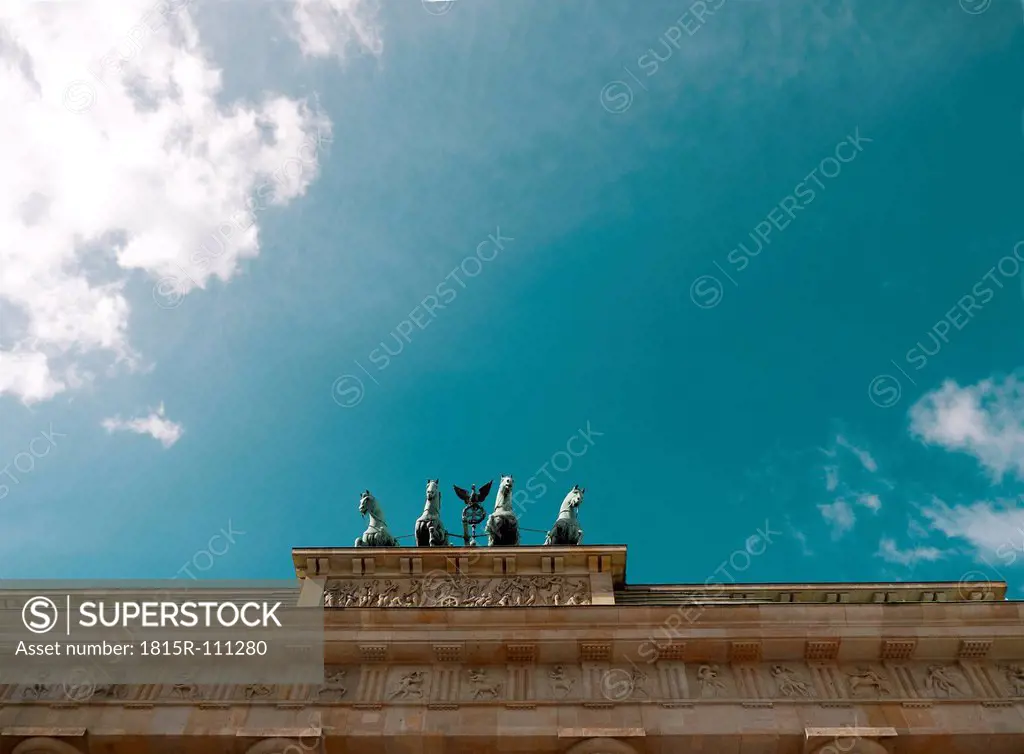Germany, Berlin, View of Brandenburg Gate with Quadriga Statue