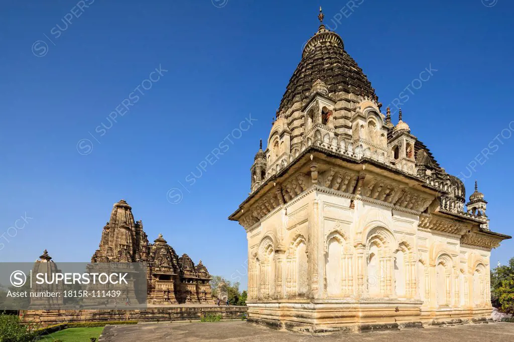India, Madhya Pradesh, Parvati Temple and Vishwanath Temple at Khajuraho