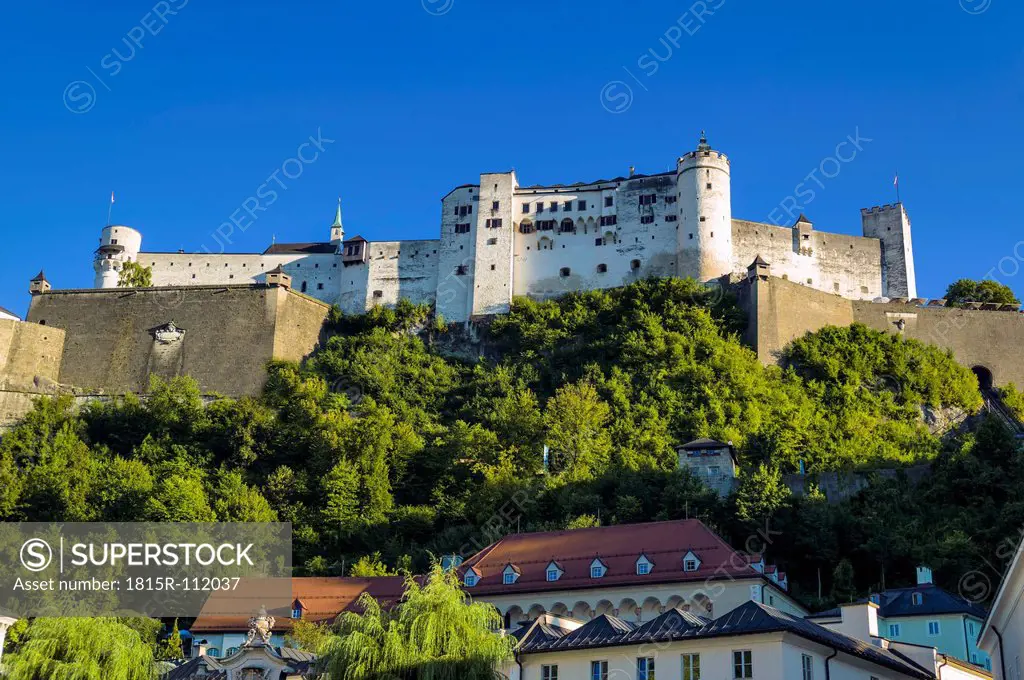 Austria, Salzburg, View of Hohensalzburg fortress