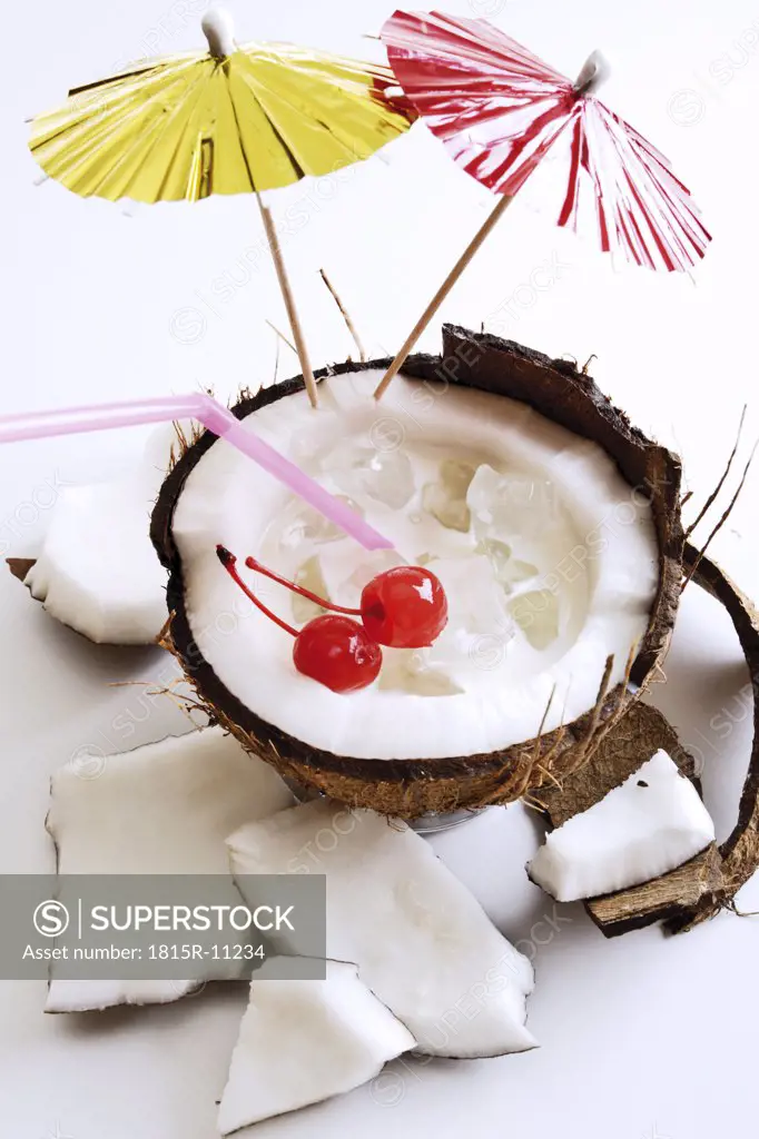 Coco nut with cocktail cherries