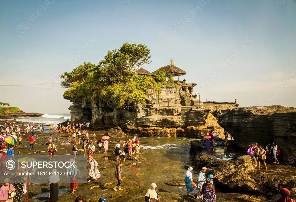 Indonesia, Bali, Tourists at Tanah Lot Temple