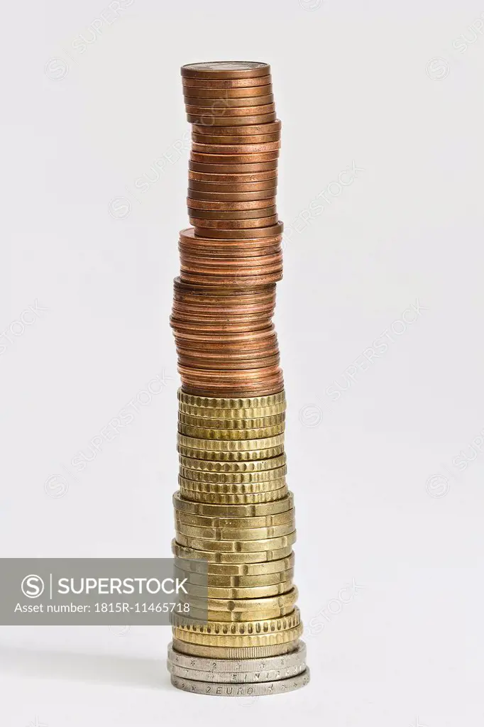 Tower created from Euro coins