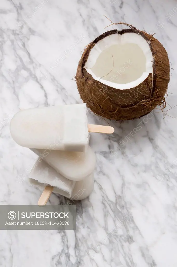 Fresh coconut and coconut popsicles