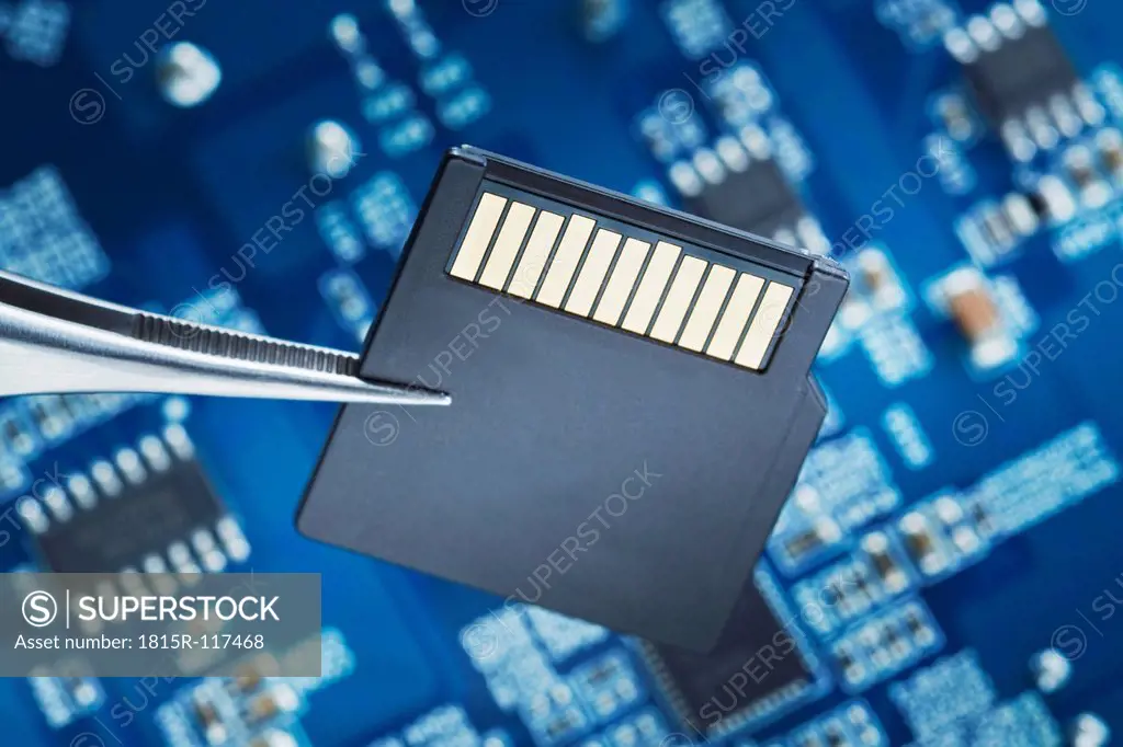Close up of printed circuit board with Micro SD Card