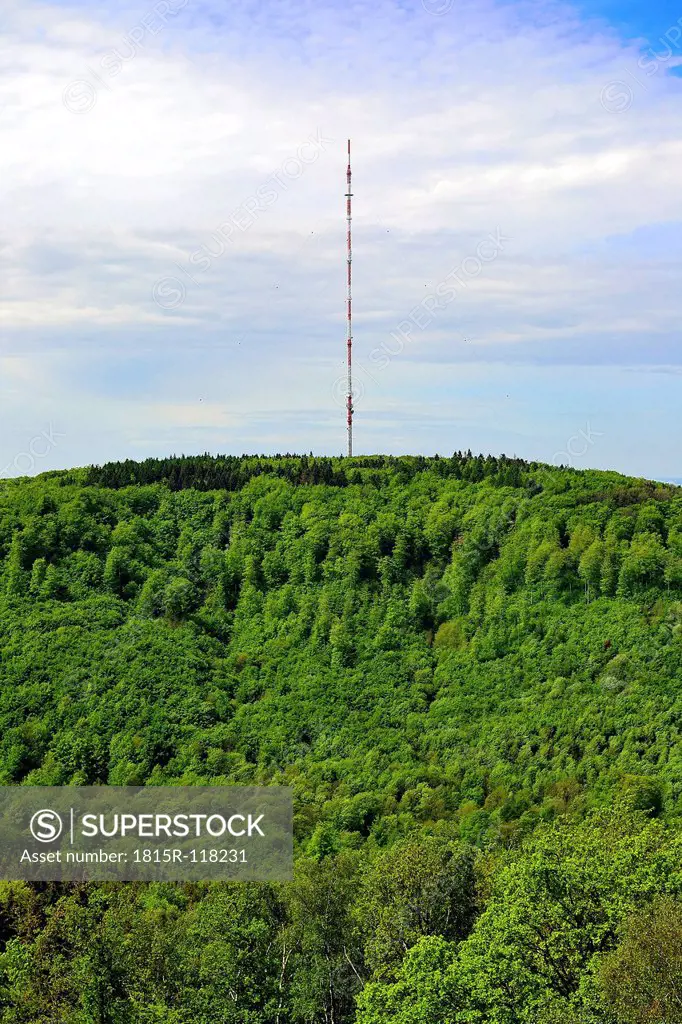 Germany, North Rhine Westphalia, Detmold, View of radio tower on hill