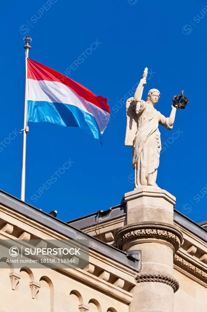 Luxembourg, View of Chambre des Deputes with flag