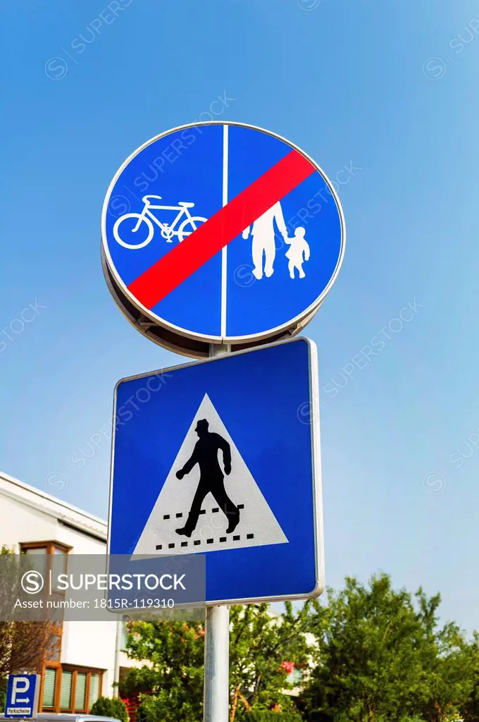 Austria, Road sign for cyclists and pedestrians