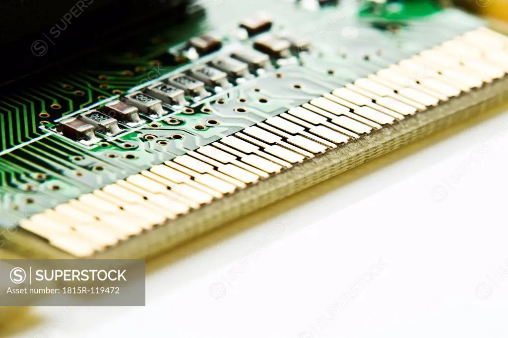 Close up of computer graphic board on white background
