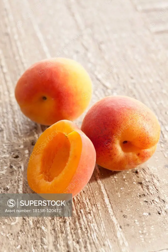 Fresh apricots on table, close up