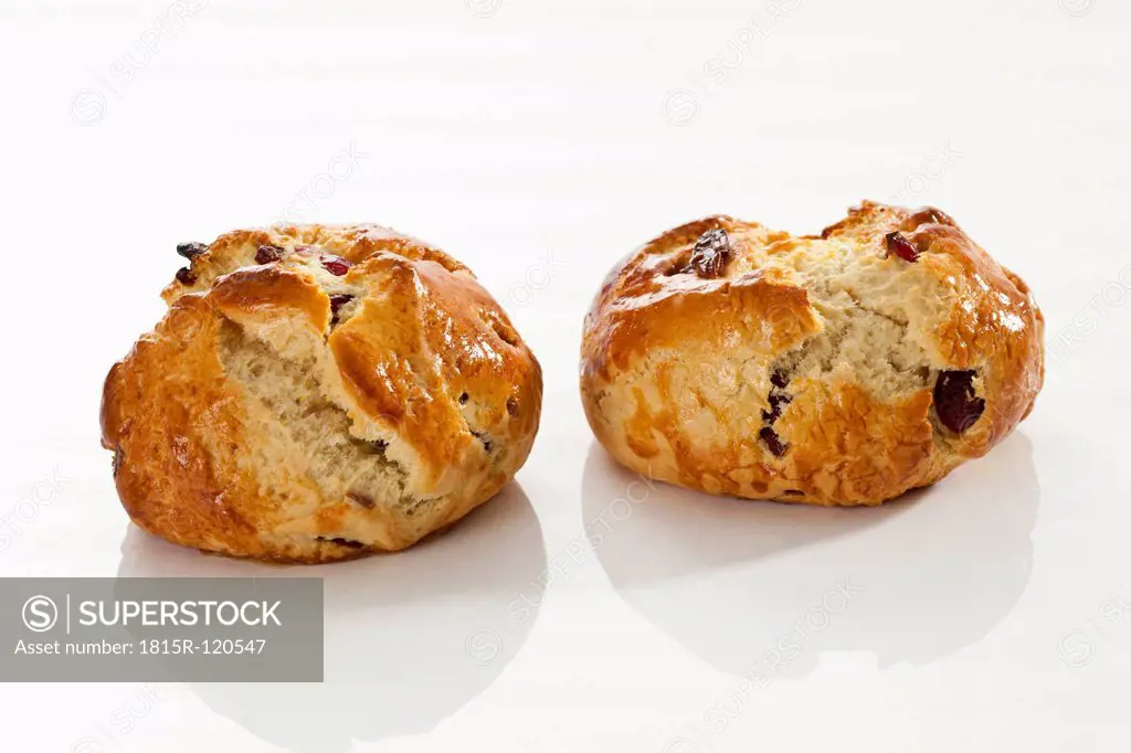 Cranberry scones on white background, close up