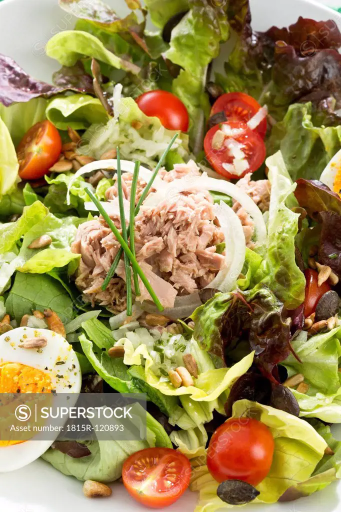 Salad with tuna, close up