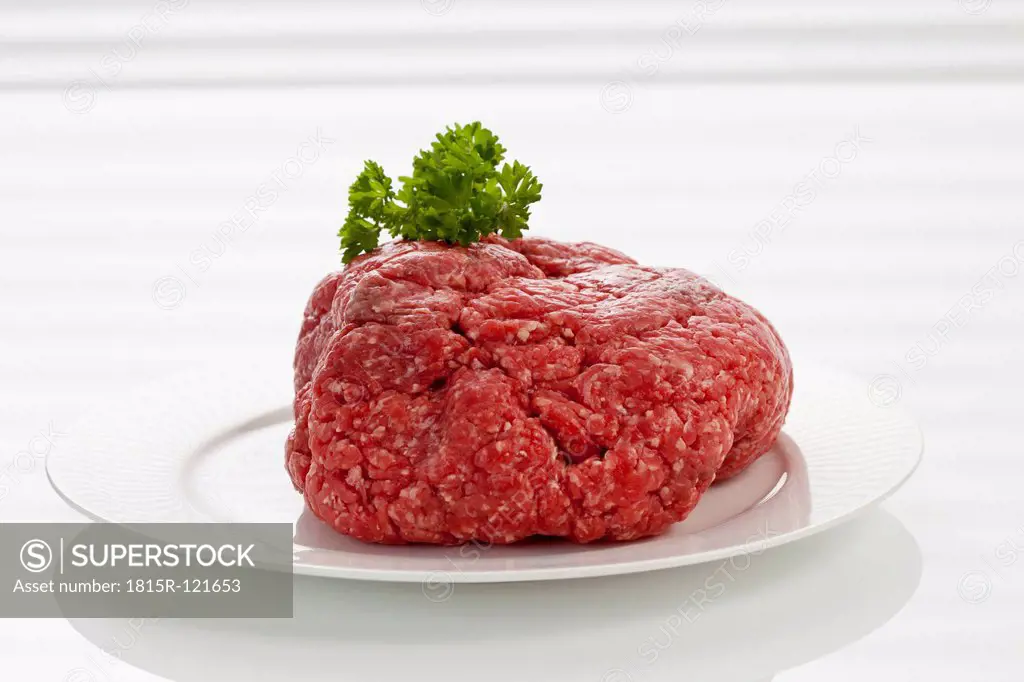 Plate of minced meat, close up