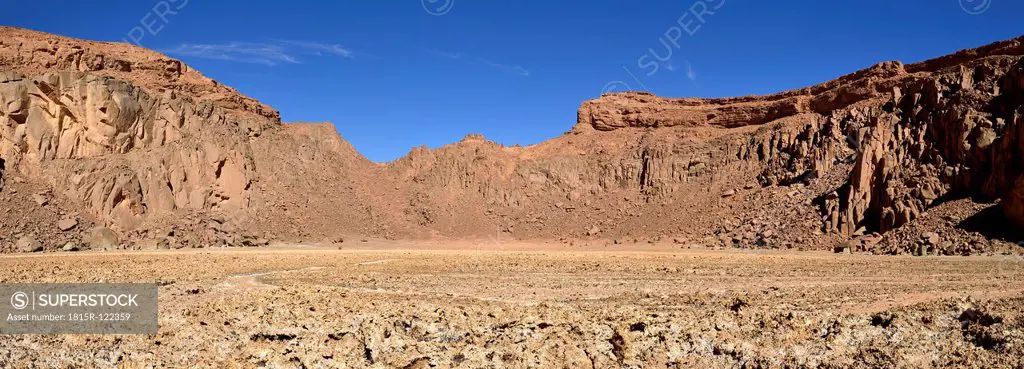 Algeria, Saltpan in volcanic landscape of lower Ouksem crater at Menzaz region