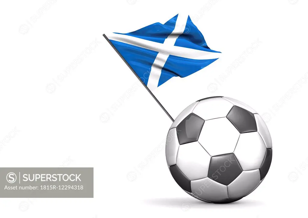 Football with flag of Scottland, 3D Rendering