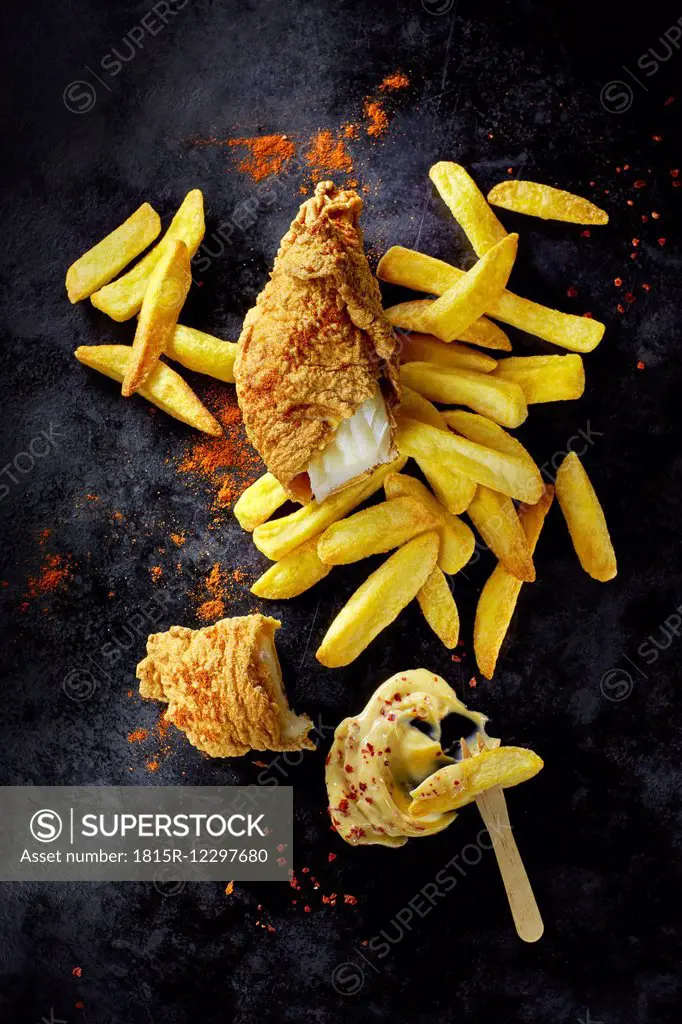 Fish and chips with mayonnaise